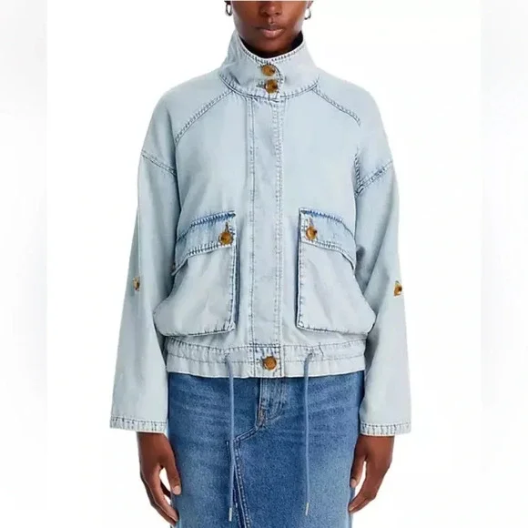 BlankNYC Stand Collar Lightweight Denim Jacket Sold at Revolve - Picture 3 of 7